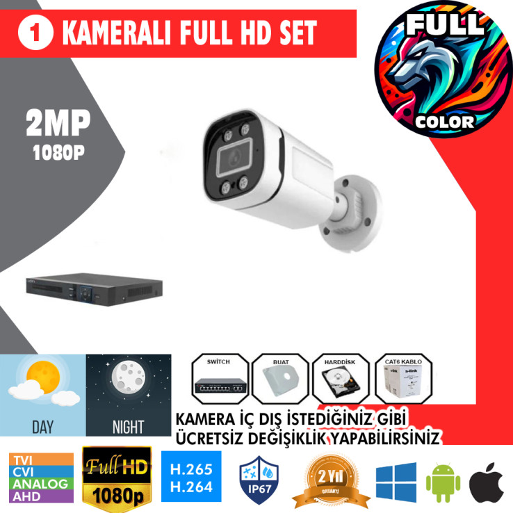 1 Kameralı 2MP Kurulum Dahil
