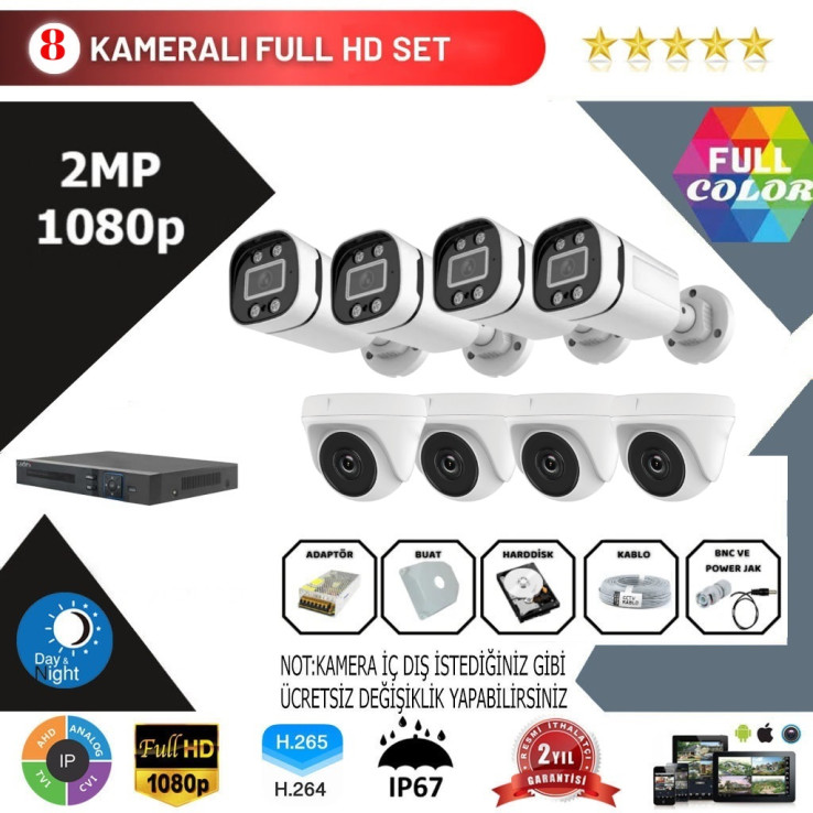 5 Kameralı 2MP Kurulum Dahil
