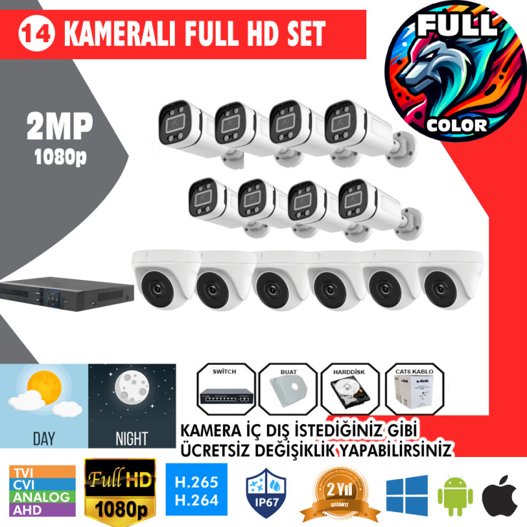 14 Kameralı 2MP Kamera Seti