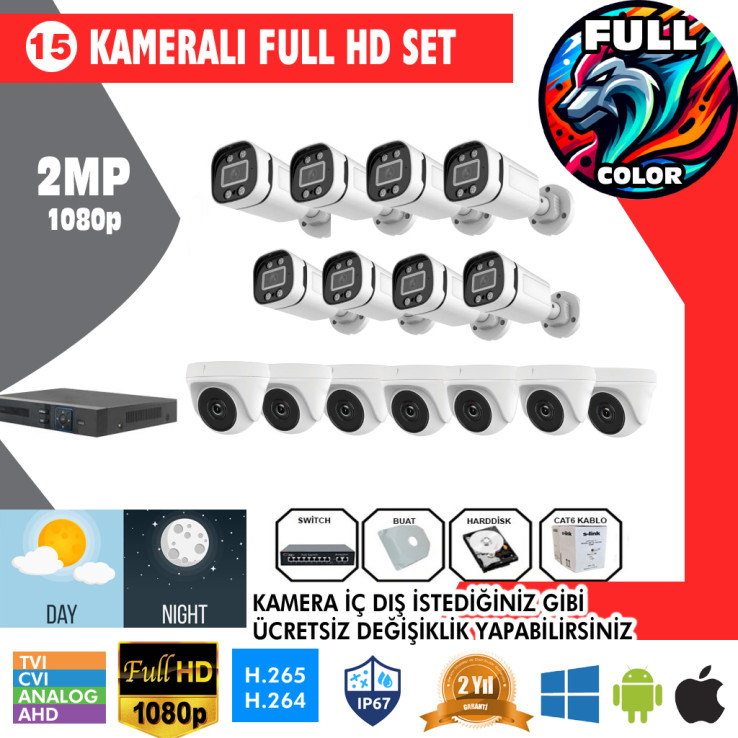 15 Kameralı 2MP Kamera Seti