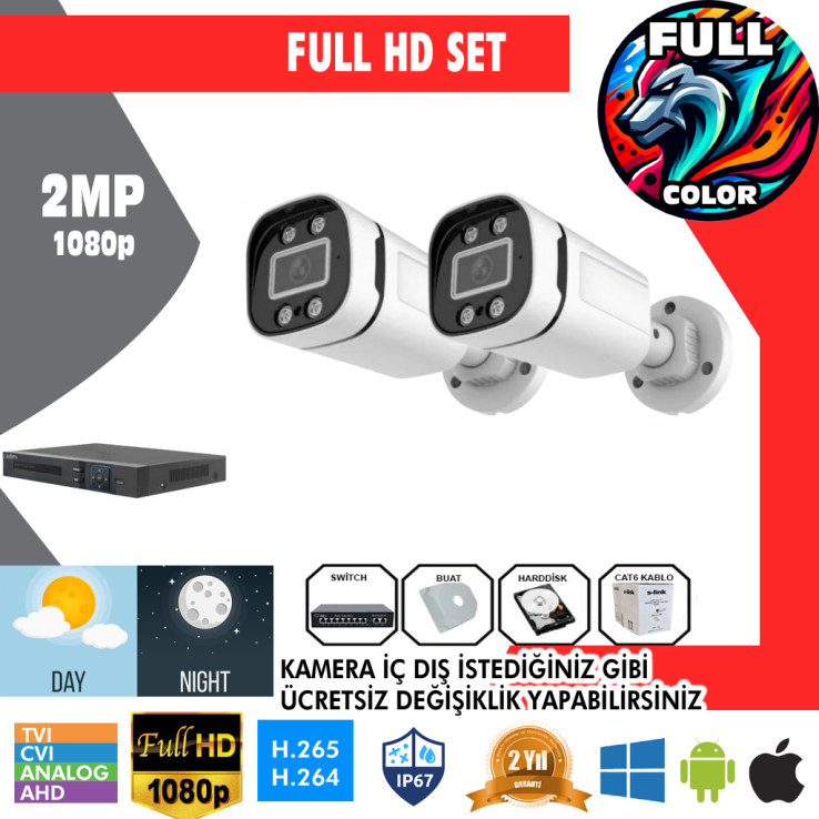 2 Kameralı 2MP Kamera Seti
