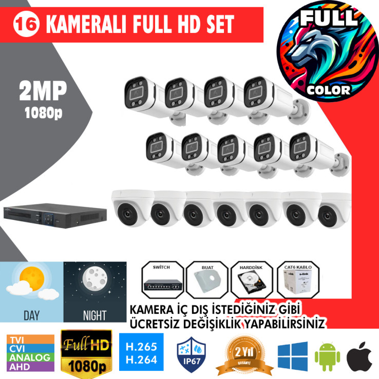 16 Kameralı 2MP Kamera Seti