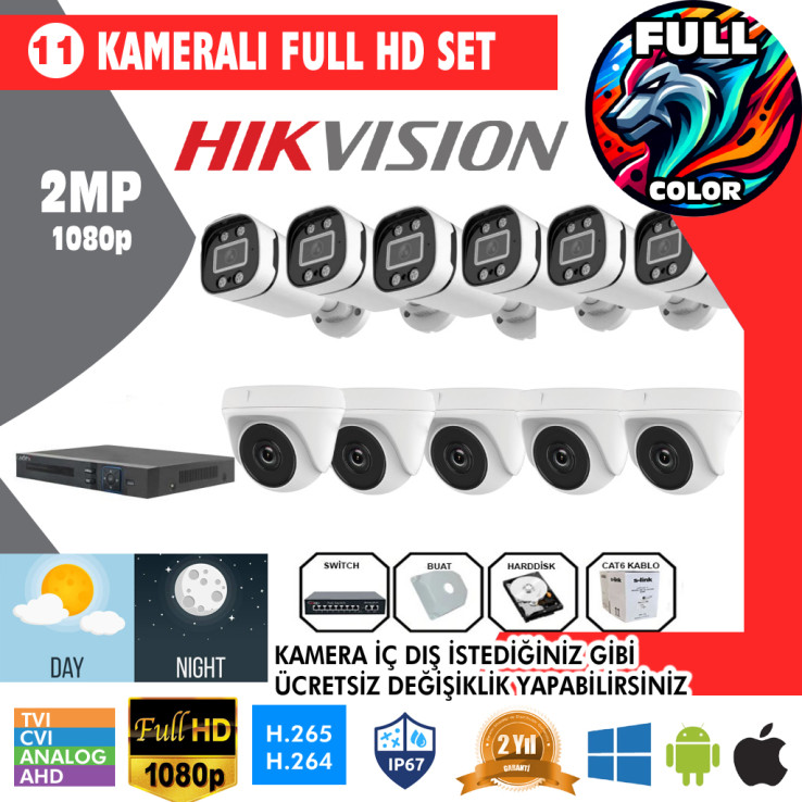 11 Kameralı 2MP Kamera Seti