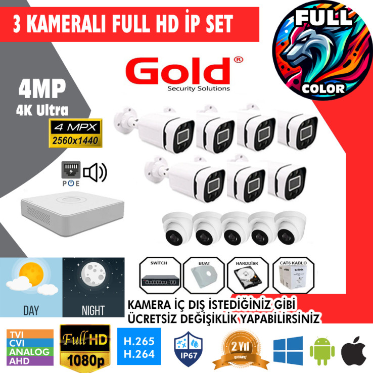 8 İp-Kamera 4MP Kurulum Dahil