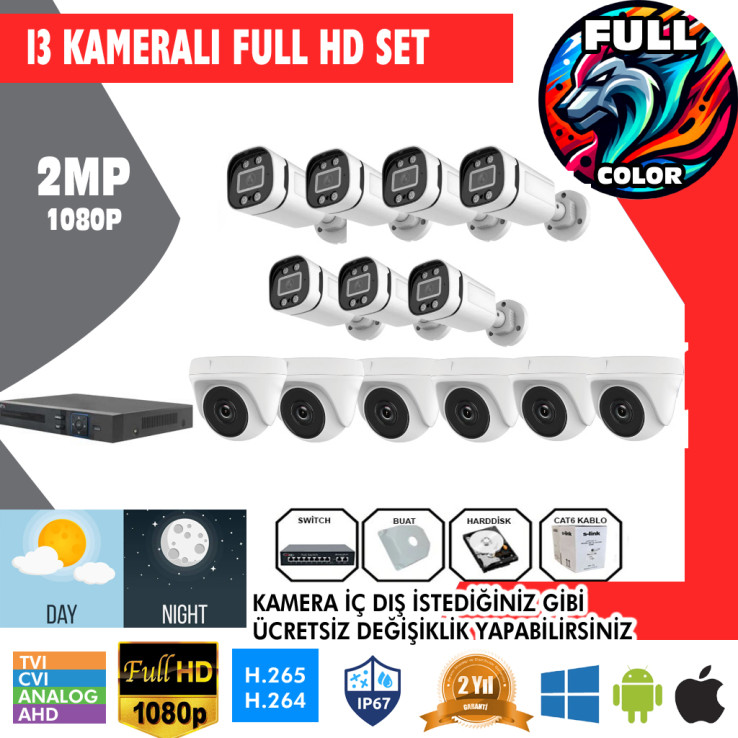13 Kameralı 2MP Kurulum Dahil