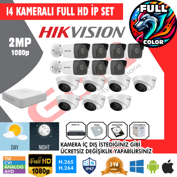 Hikvision İp 14'lu Kurulum Dahil