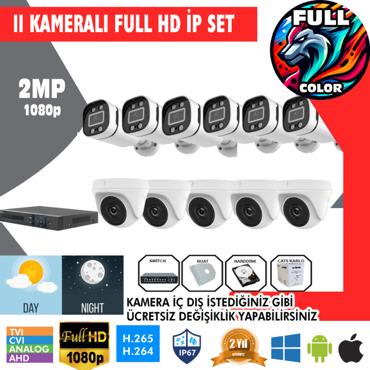 11 Kameralı 2MP Kurulum Dahil