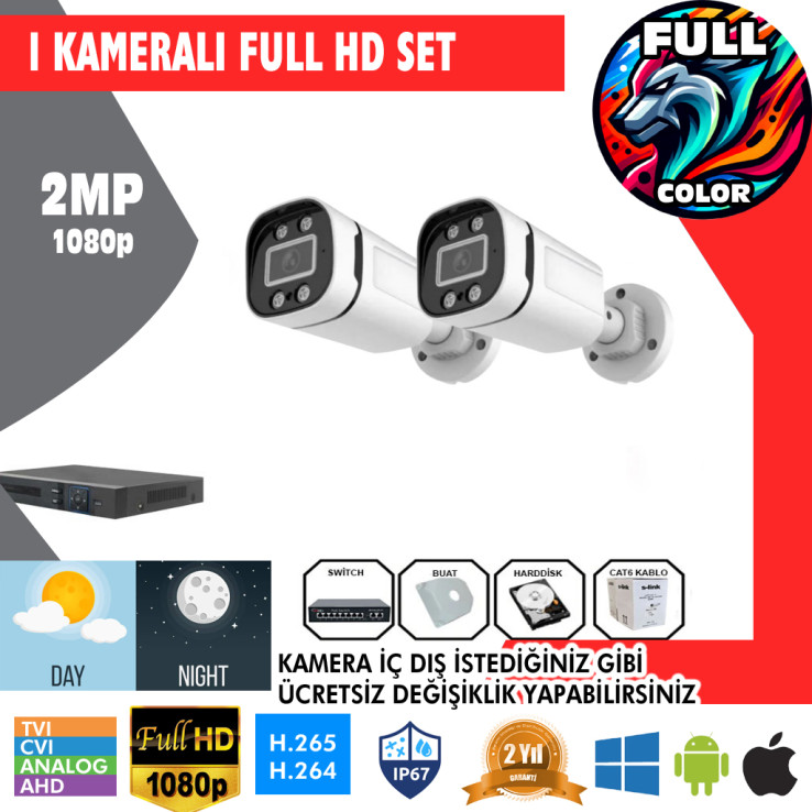 2 Kameralı 2MP Kurulum Dahil