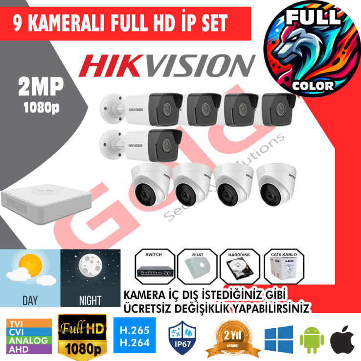 Hikvision 9'lu İp Kamera Montajlı