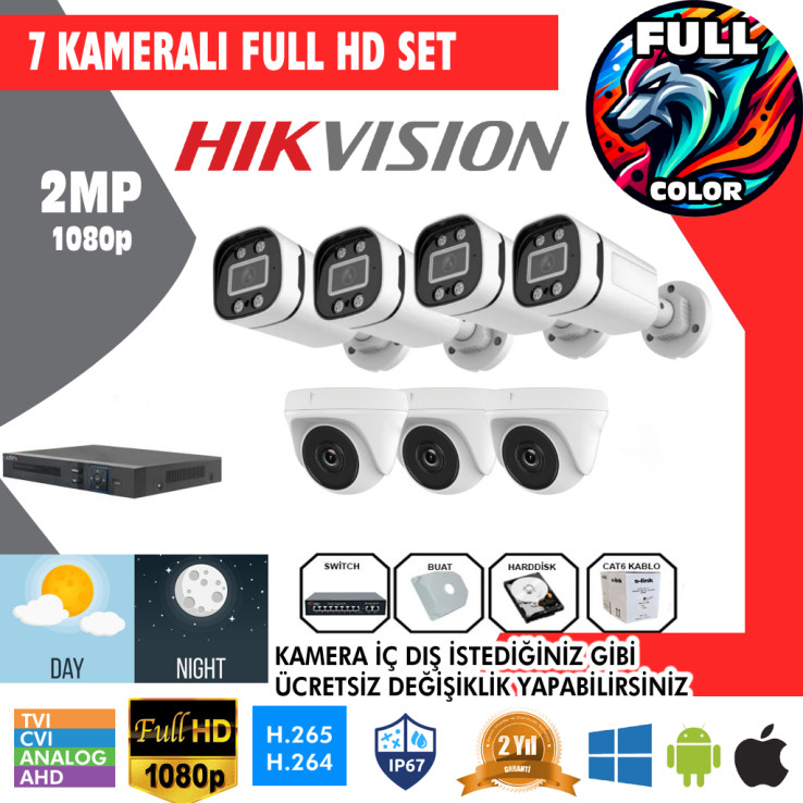 7 Kameralı 2MP Kamera Seti