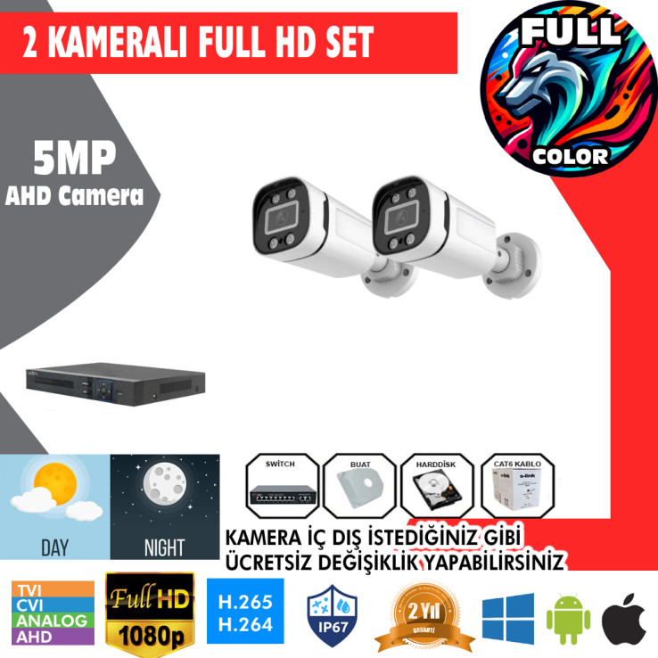 2 Kameralı 5MP Kurulum Dahil